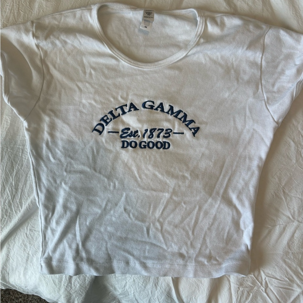 Delta Gamma 'Do Good' White Graphic Baby Tee